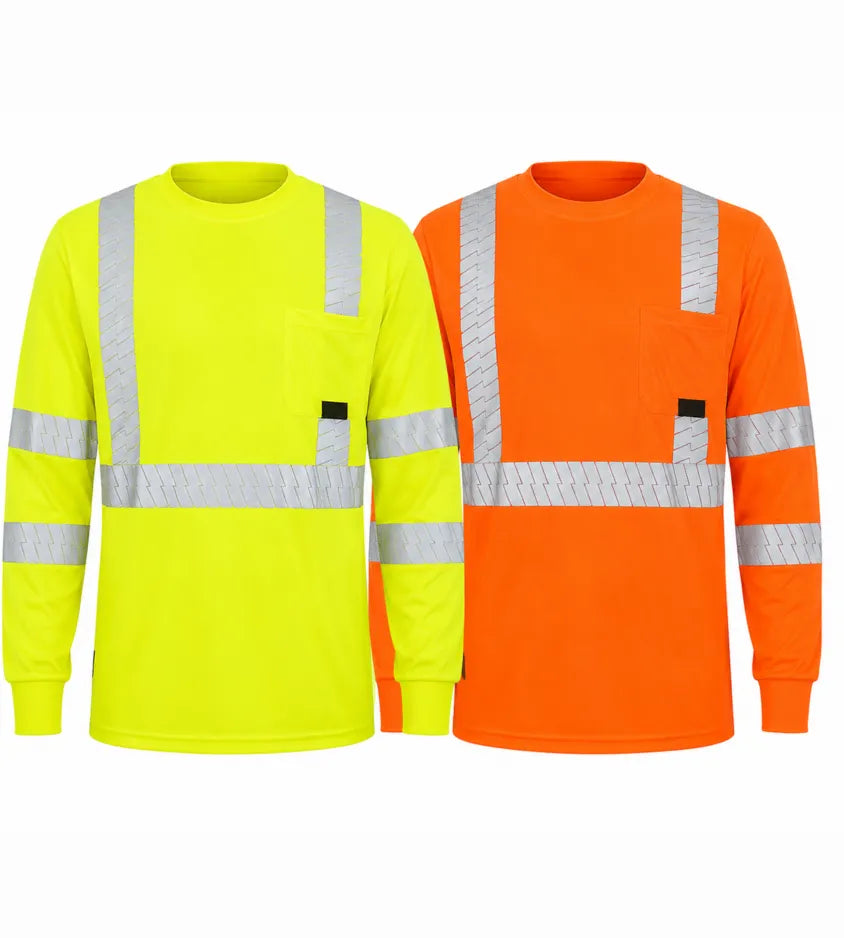 Hi-Vis Long Sleeve Safety Crew Neck T-Shirt