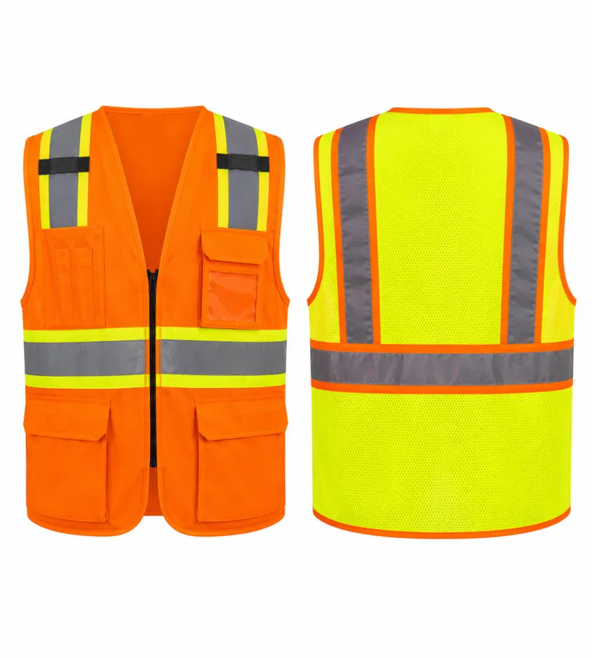 Hi-Vis Safety Vest with Zipper Front Closure