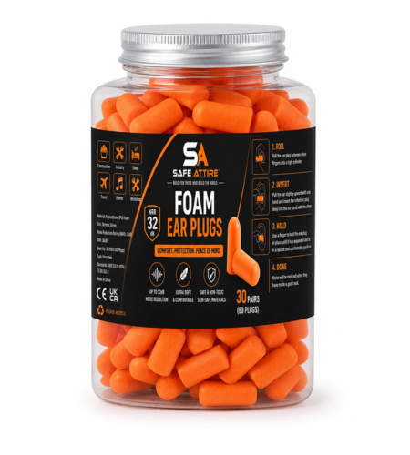 Foam Ear Plugs – NRR 32 dB | Ultra-Soft Polyurethane | 30 Pairs (60 Plugs)